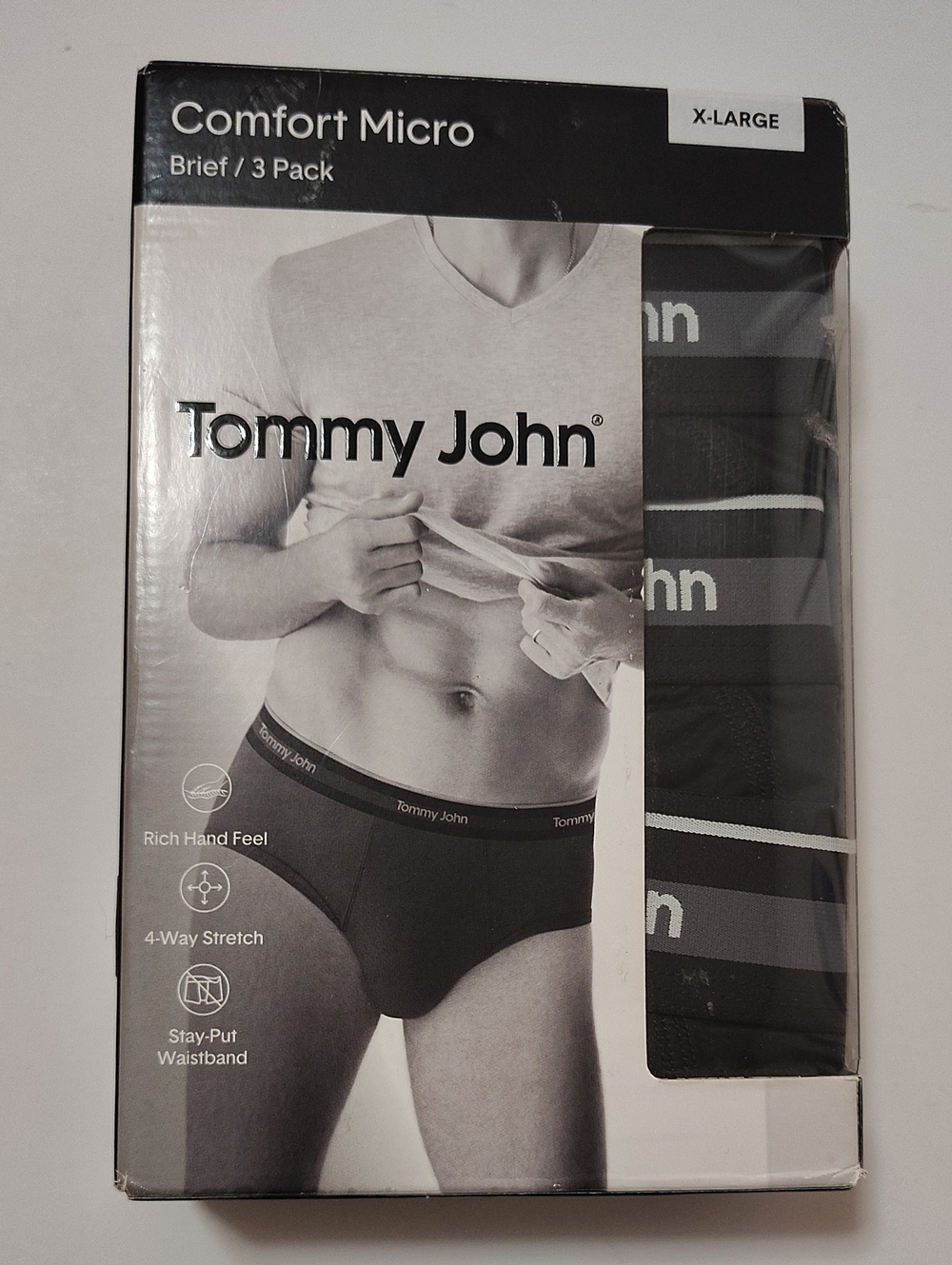 Tommy John Comfort Micro Men's Briefs – Black - 3 Pack - Size XL 39-42